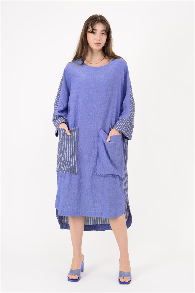 AN10745 BLUNT CEP DETAYLI GOFRE ELBİSE