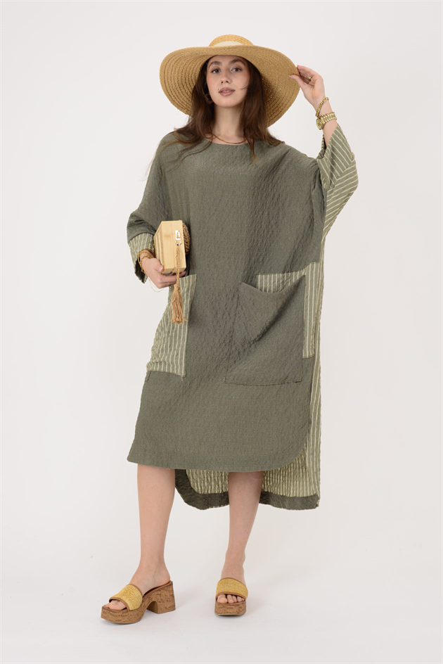 AN10745 BLUNT CEP DETAYLI GOFRE ELBİSE