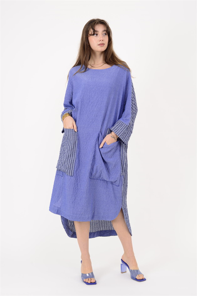 AN10745 BLUNT CEP DETAYLI GOFRE ELBİSE