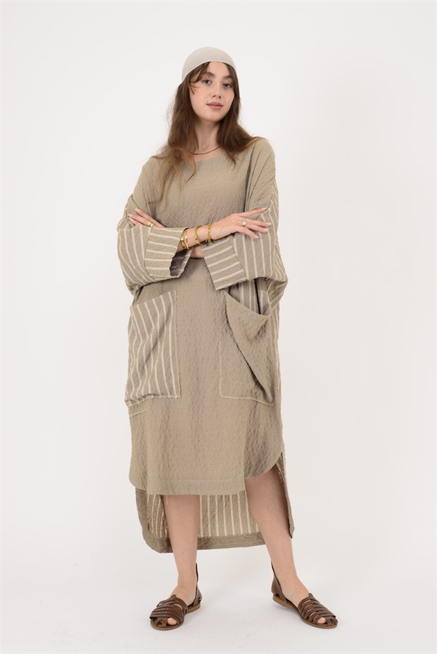 AN10745 BLUNT CEP DETAYLI GOFRE ELBİSE