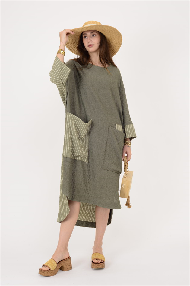 AN10745 BLUNT CEP DETAYLI GOFRE ELBİSE