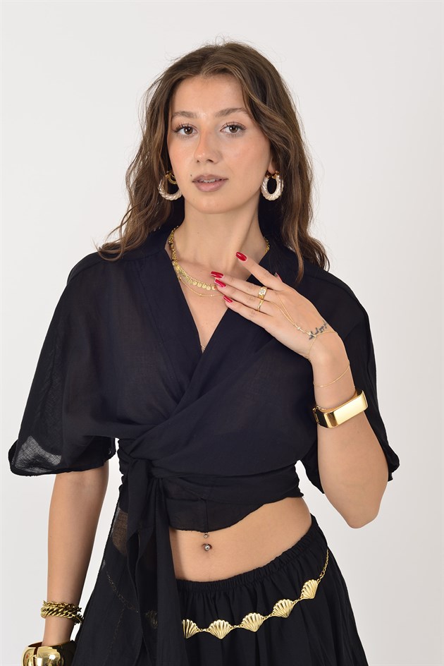 AN10746 STELLA BOLEROLU ASİMETRİK HAM BOHEM TAKIM