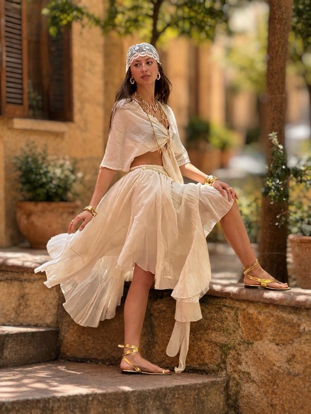 AN10746 STELLA BOLEROLU ASİMETRİK HAM BOHEM TAKIM