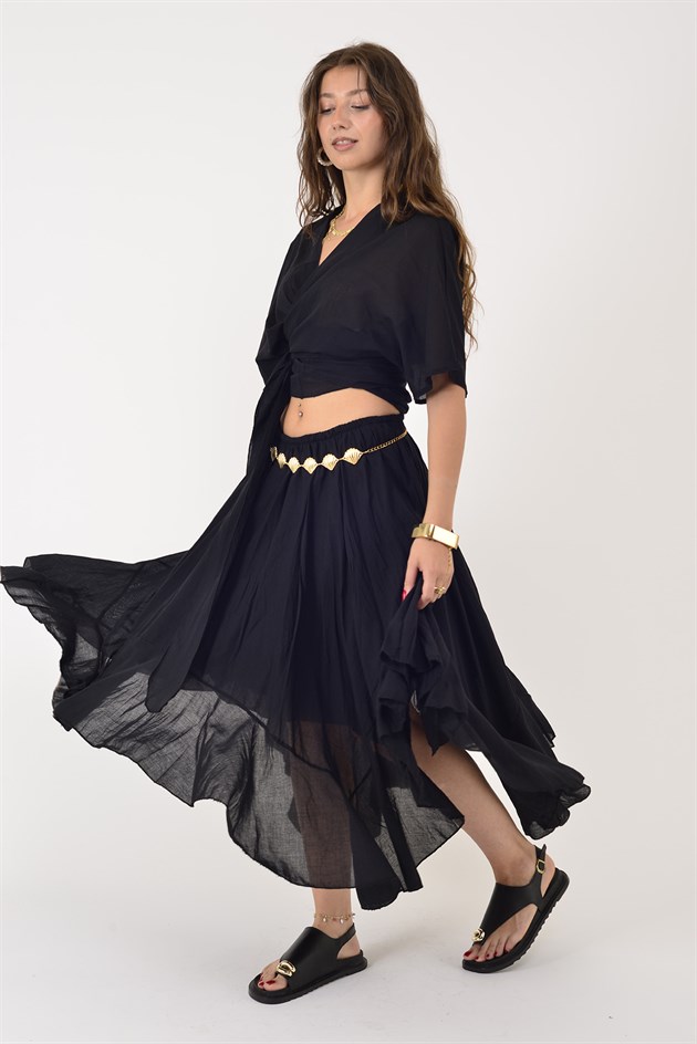 AN10746 STELLA BOLEROLU ASİMETRİK HAM BOHEM TAKIM