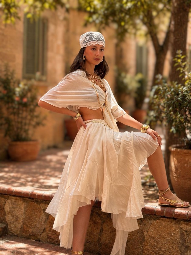 AN10746 STELLA BOLEROLU ASİMETRİK HAM BOHEM TAKIM