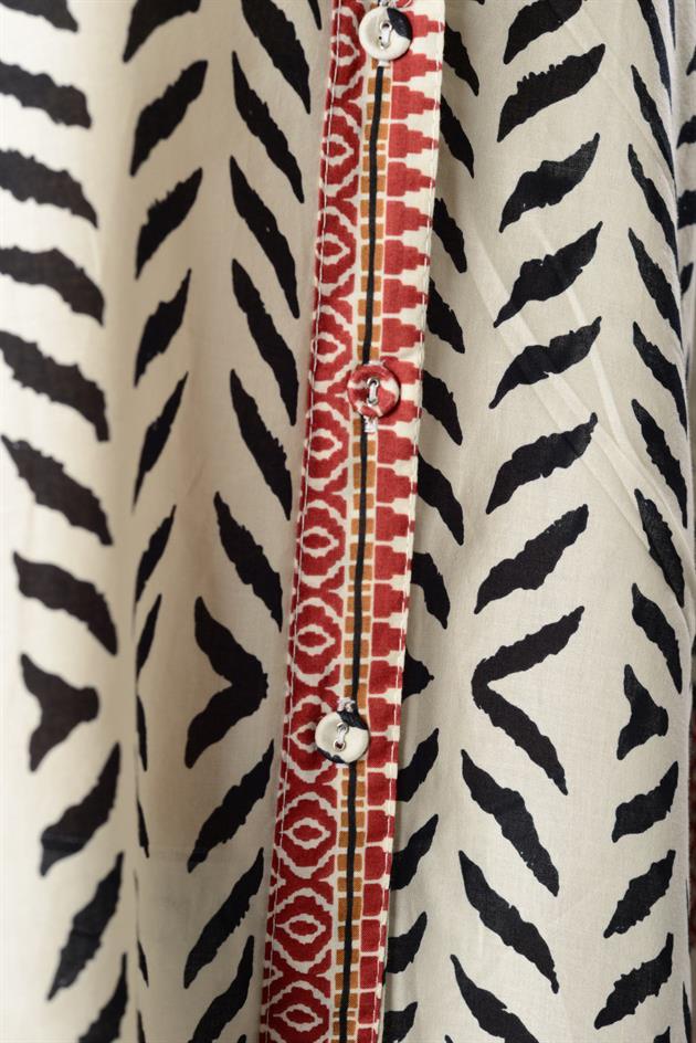 AN114 MARIN GARNİ DETAYLI KISA GÖMLEK ELBİSE