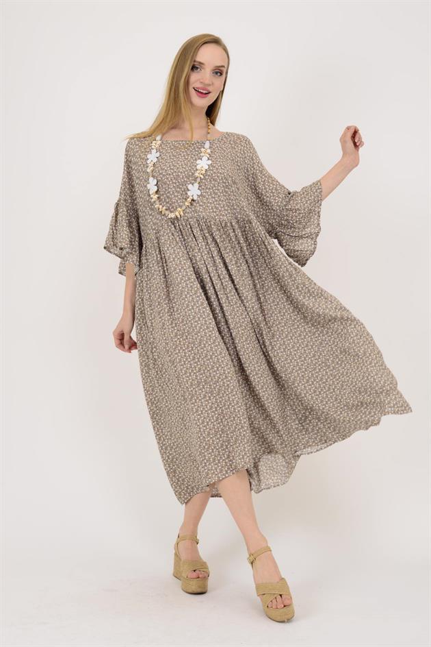 AN136 MİNİK ÇİÇEK DESENLİ ROBALI BOHO ELBİSE