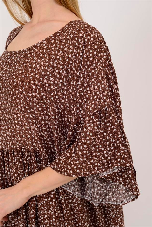 AN136 MİNİK ÇİÇEK DESENLİ ROBALI BOHO ELBİSE