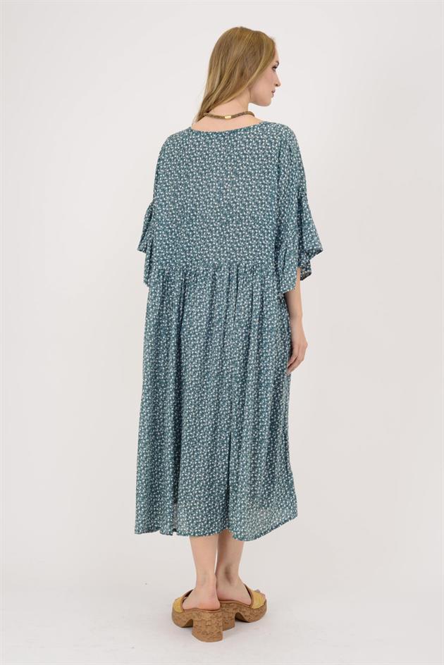 AN136 MİNİK ÇİÇEK DESENLİ ROBALI BOHO ELBİSE