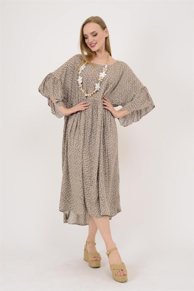 AN136 MİNİK ÇİÇEK DESENLİ ROBALI BOHO ELBİSE
