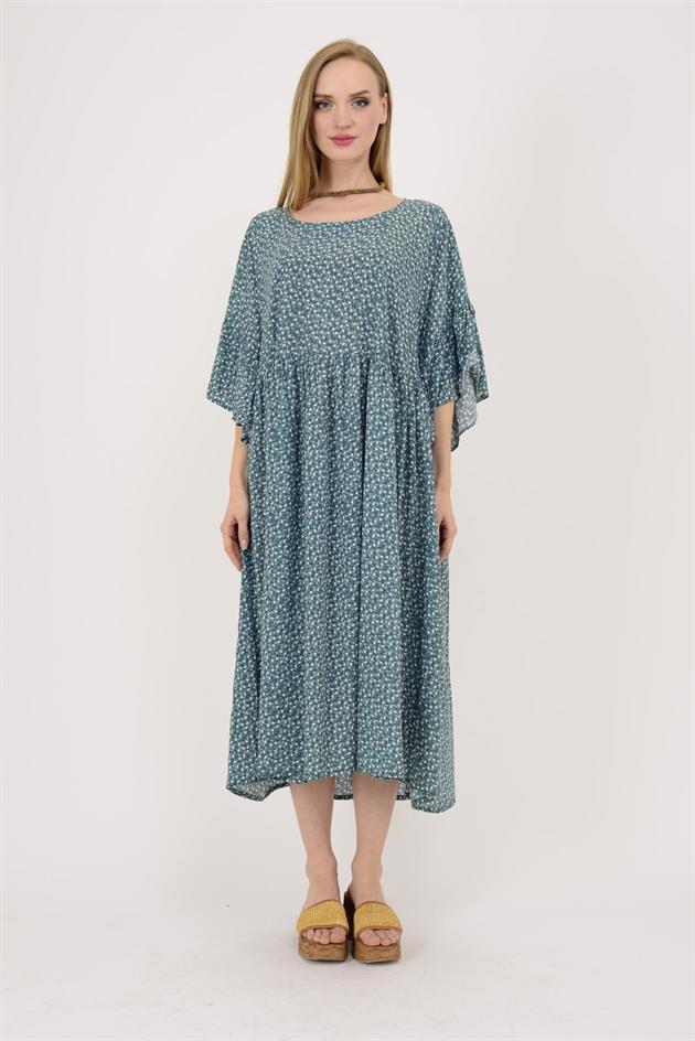 AN136 MİNİK ÇİÇEK DESENLİ ROBALI BOHO ELBİSE