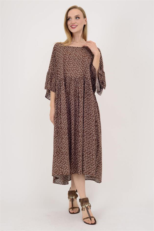 AN136 MİNİK ÇİÇEK DESENLİ ROBALI BOHO ELBİSE
