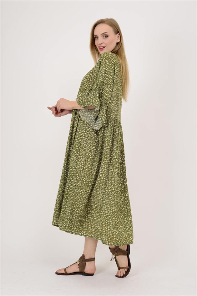 AN136 MİNİK ÇİÇEK DESENLİ ROBALI BOHO ELBİSE