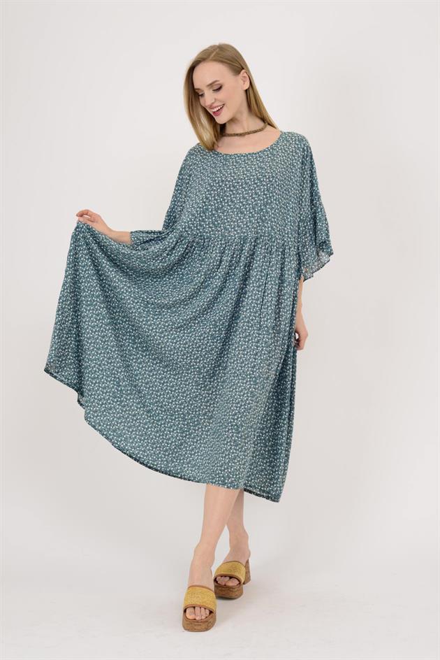AN136 MİNİK ÇİÇEK DESENLİ ROBALI BOHO ELBİSE