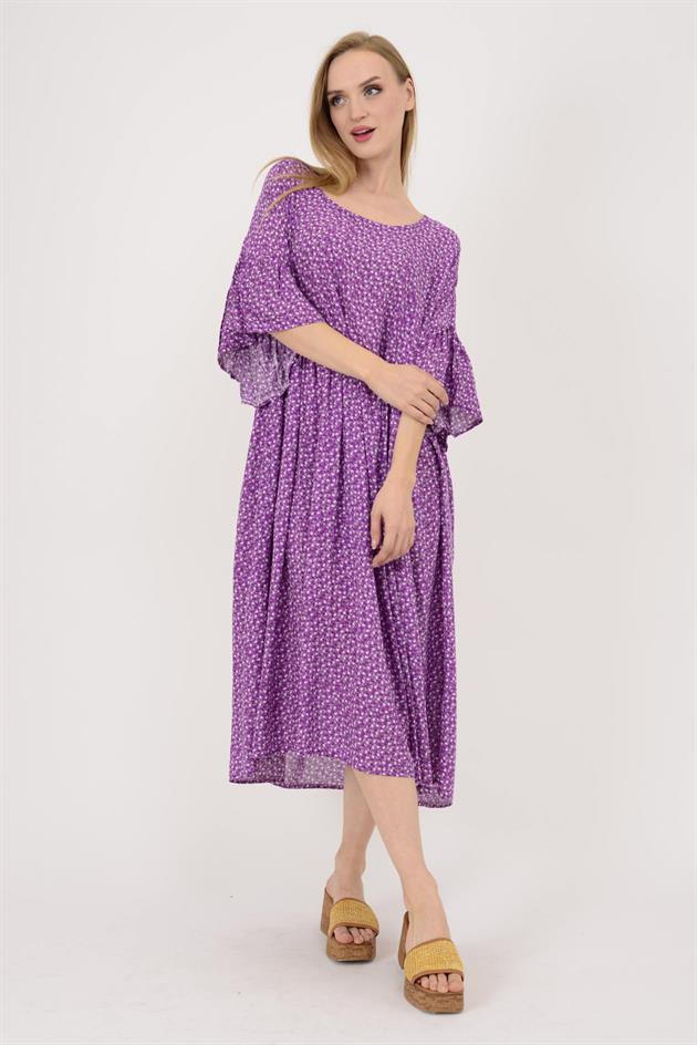 AN136 MİNİK ÇİÇEK DESENLİ ROBALI BOHO ELBİSE