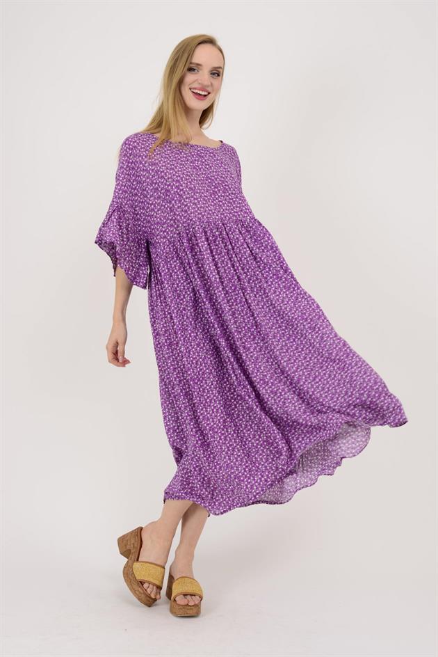 AN136 MİNİK ÇİÇEK DESENLİ ROBALI BOHO ELBİSE