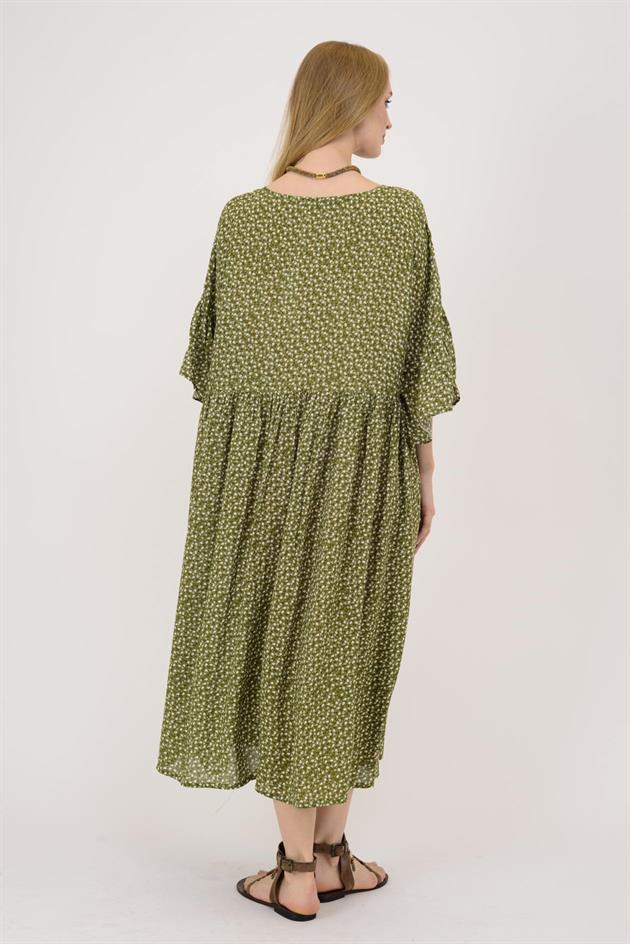 AN136 MİNİK ÇİÇEK DESENLİ ROBALI BOHO ELBİSE