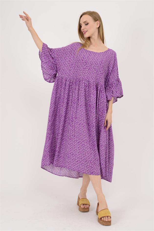 AN136 MİNİK ÇİÇEK DESENLİ ROBALI BOHO ELBİSE