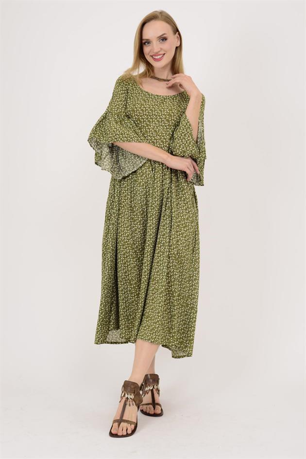 AN136 MİNİK ÇİÇEK DESENLİ ROBALI BOHO ELBİSE