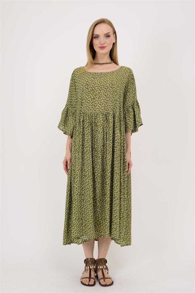 AN136 MİNİK ÇİÇEK DESENLİ ROBALI BOHO ELBİSE
