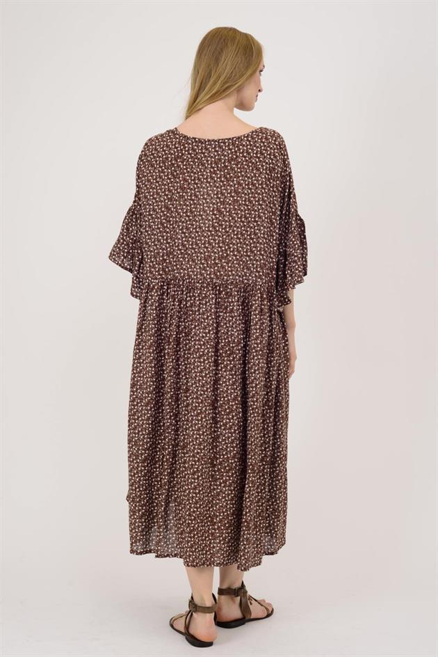 AN136 MİNİK ÇİÇEK DESENLİ ROBALI BOHO ELBİSE