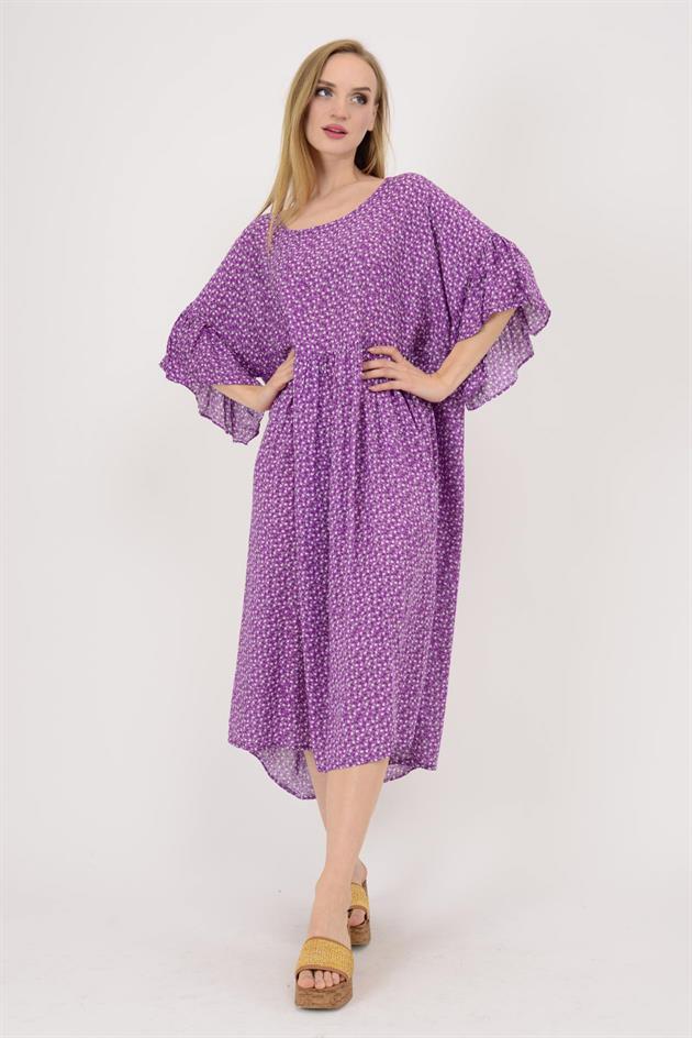 AN136 MİNİK ÇİÇEK DESENLİ ROBALI BOHO ELBİSE