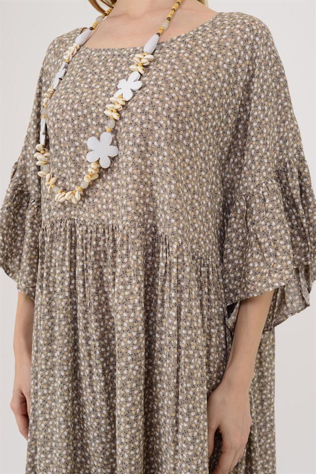 AN136 MİNİK ÇİÇEK DESENLİ ROBALI BOHO ELBİSE