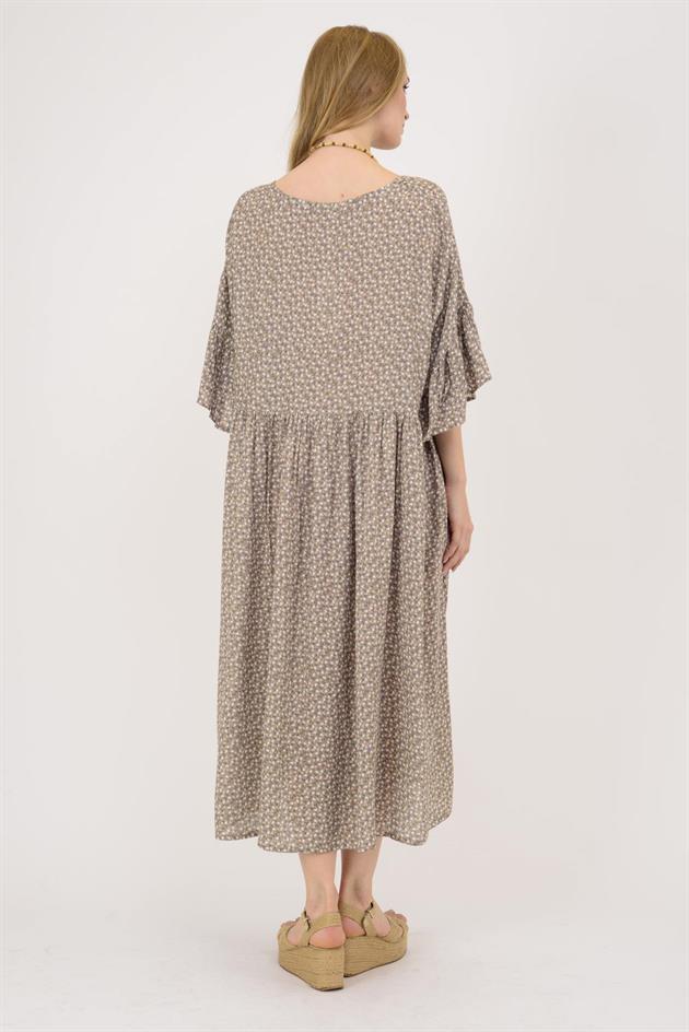 AN136 MİNİK ÇİÇEK DESENLİ ROBALI BOHO ELBİSE