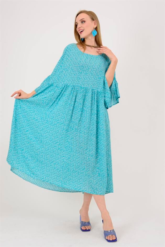 AN136 MİNİK ÇİÇEK DESENLİ ROBALI BOHO ELBİSE
