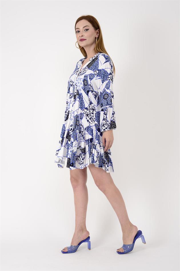 AN179 DÜĞME DETAYLI KISA ELBİSE