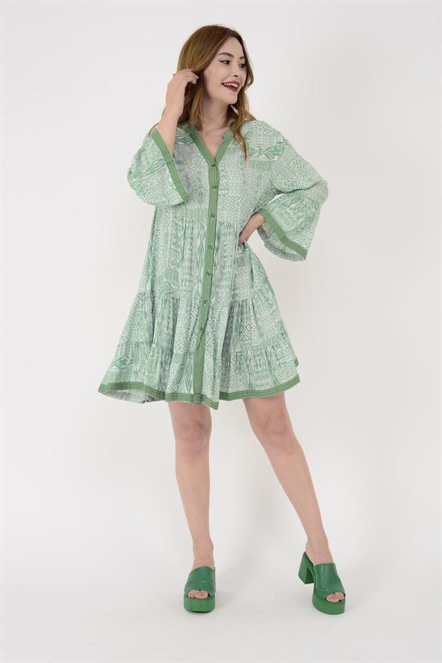 AN181 GARNİ DETAYLI KISA ELBİSE