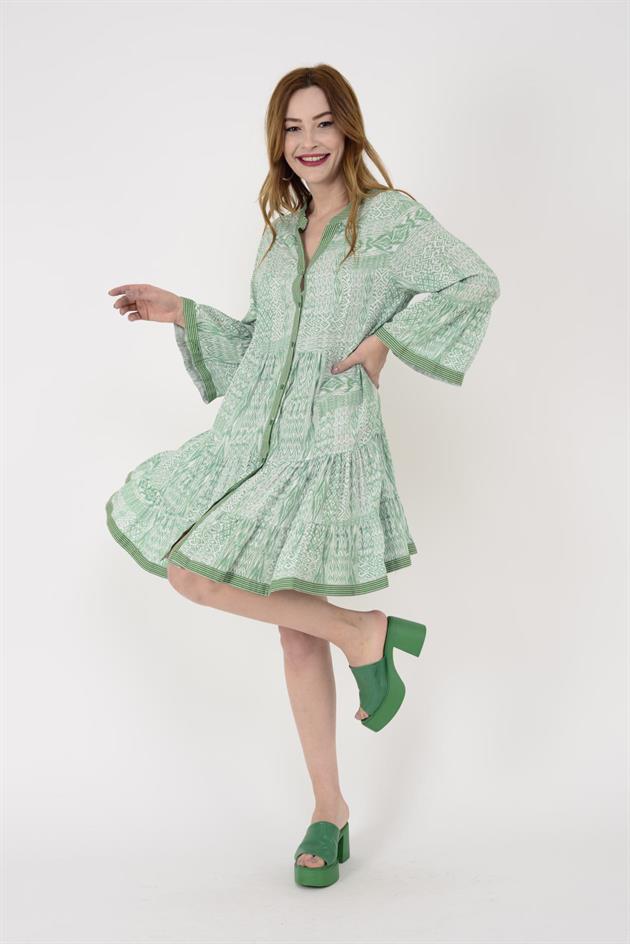 AN181 GARNİ DETAYLI KISA ELBİSE