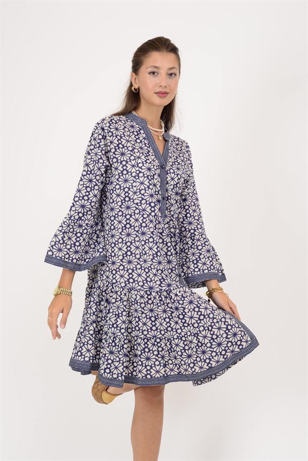 AN181 MARIN GARNİ DETAYLI KISA ELBİSE