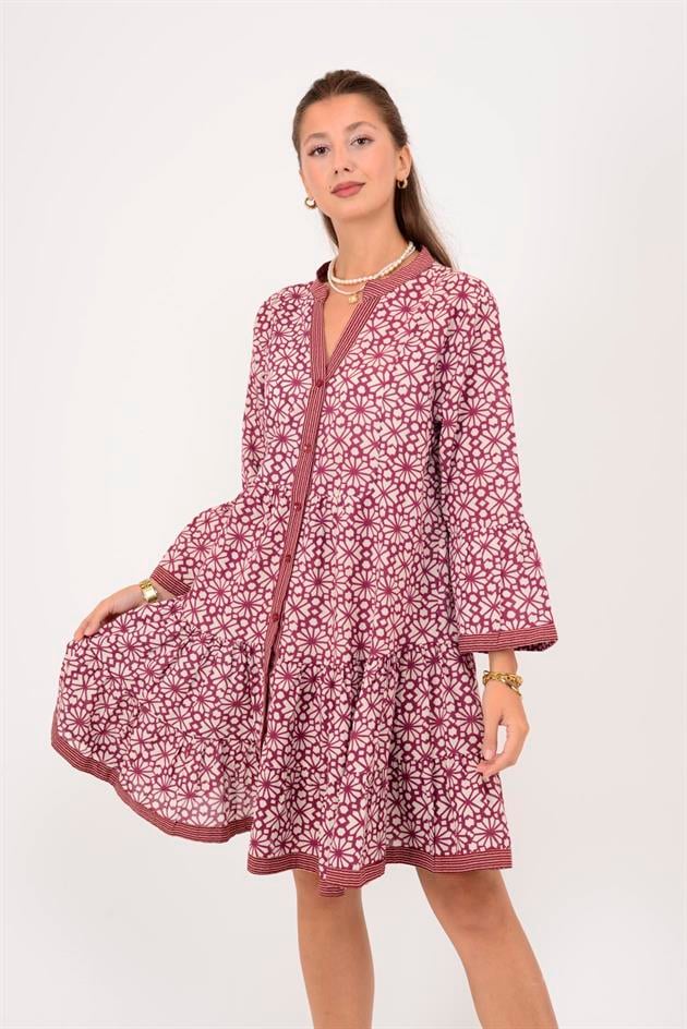 AN181 MARIN GARNİ DETAYLI KISA ELBİSE