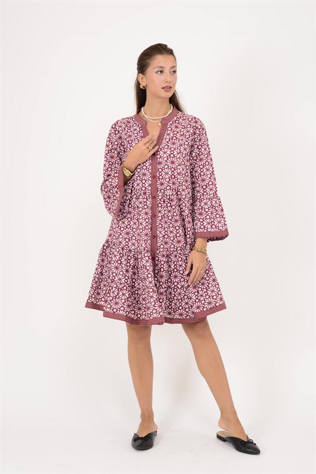 AN181 MARIN GARNİ DETAYLI KISA ELBİSE