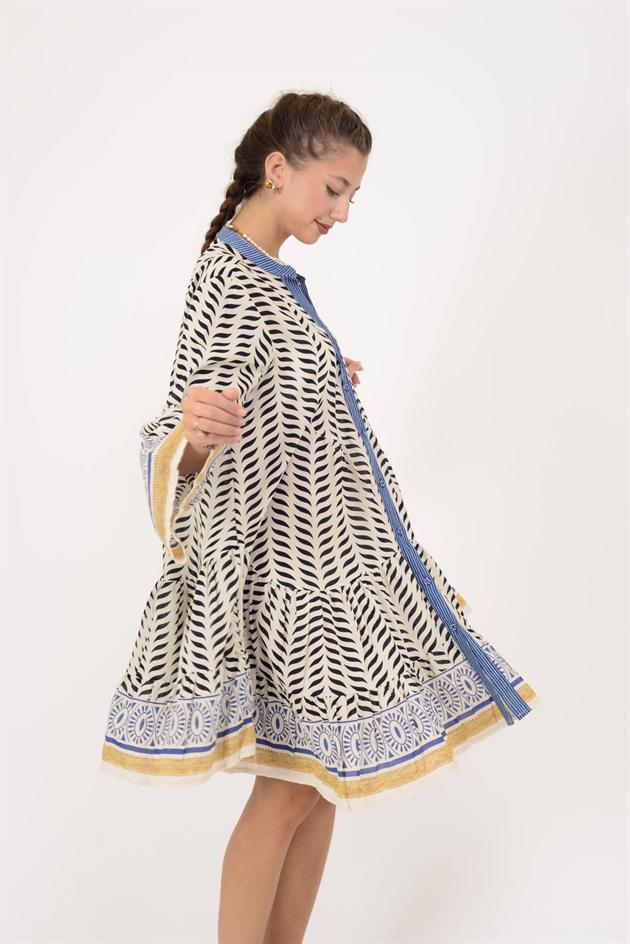 AN181 MARIN GARNİ DETAYLI KISA ELBİSE