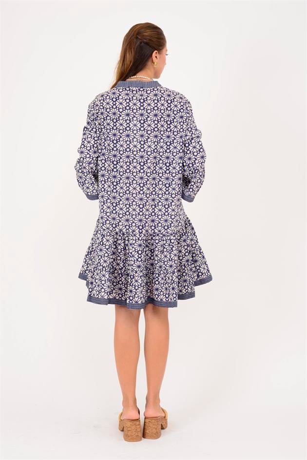 AN181 MARIN GARNİ DETAYLI KISA ELBİSE