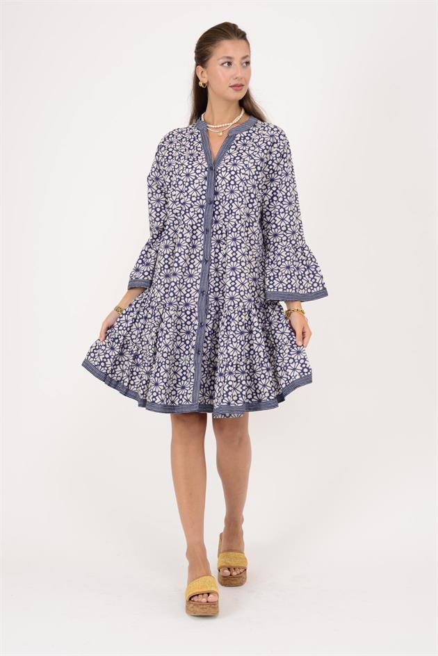 AN181 MARIN GARNİ DETAYLI KISA ELBİSE