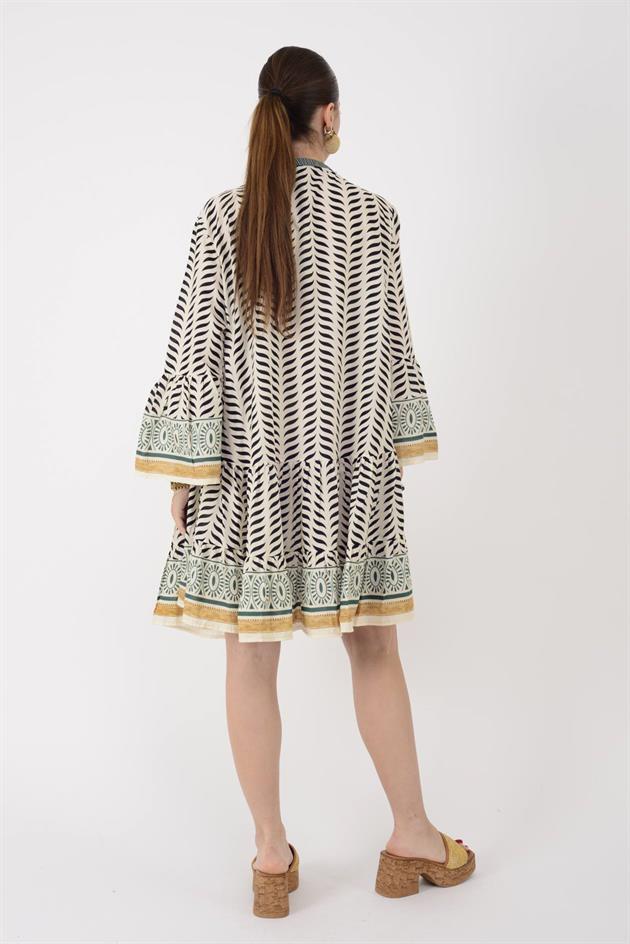 AN181 MARIN GARNİ DETAYLI KISA ELBİSE