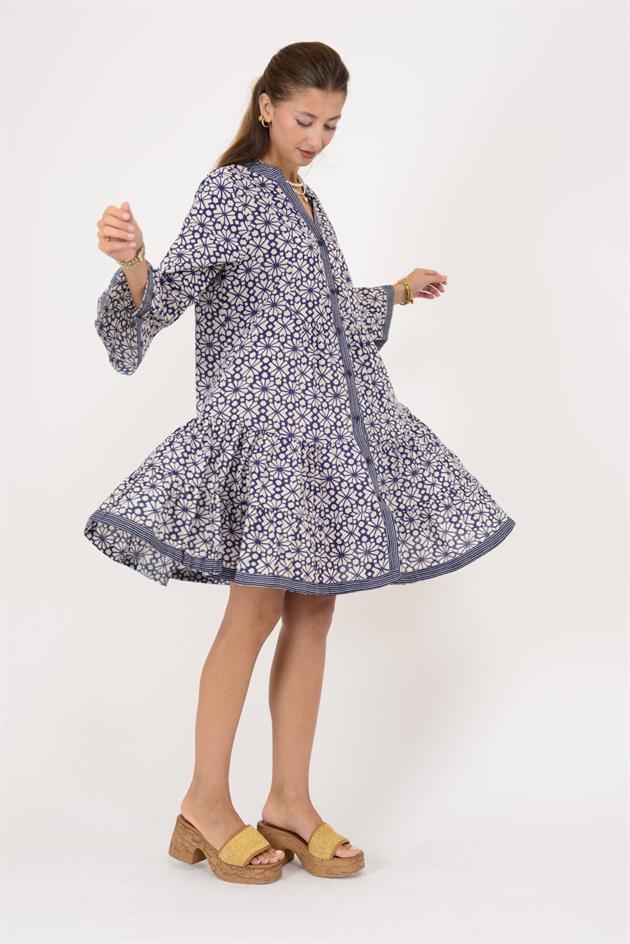 AN181 MARIN GARNİ DETAYLI KISA ELBİSE