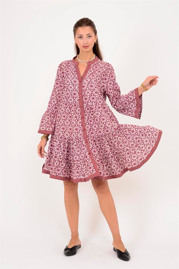 AN181 MARIN GARNİ DETAYLI KISA ELBİSE