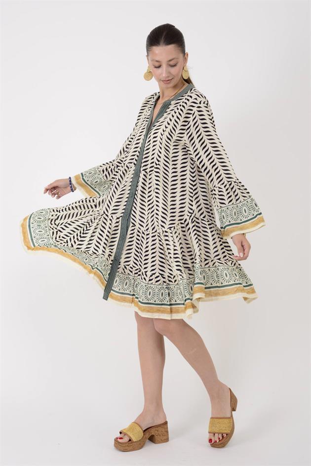 AN181 MARIN GARNİ DETAYLI KISA ELBİSE