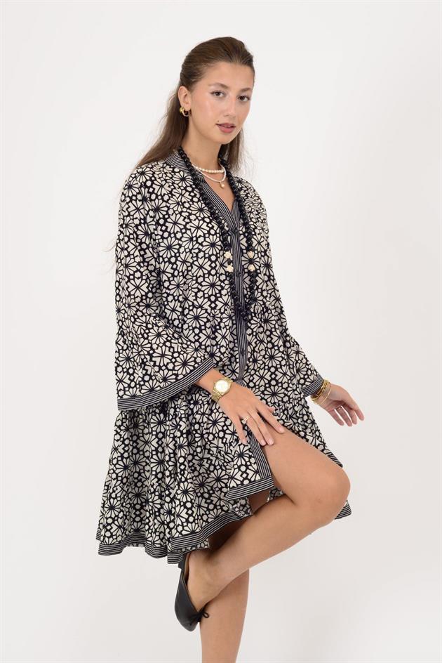 AN181 MARIN GARNİ DETAYLI KISA ELBİSE