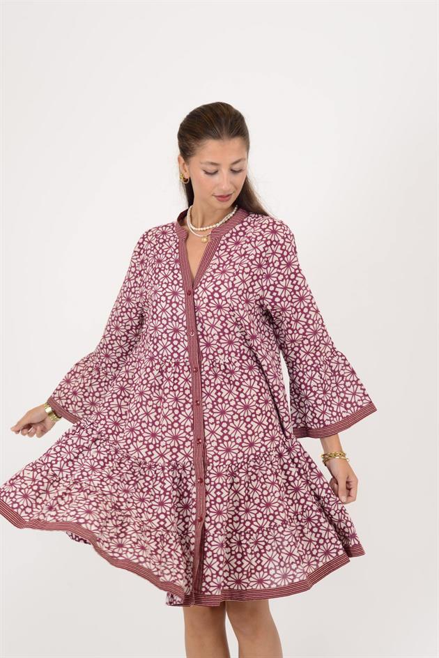 AN181 MARIN GARNİ DETAYLI KISA ELBİSE