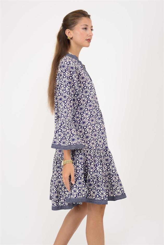 AN181 MARIN GARNİ DETAYLI KISA ELBİSE