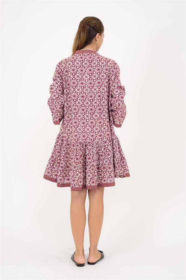 AN181 MARIN GARNİ DETAYLI KISA ELBİSE