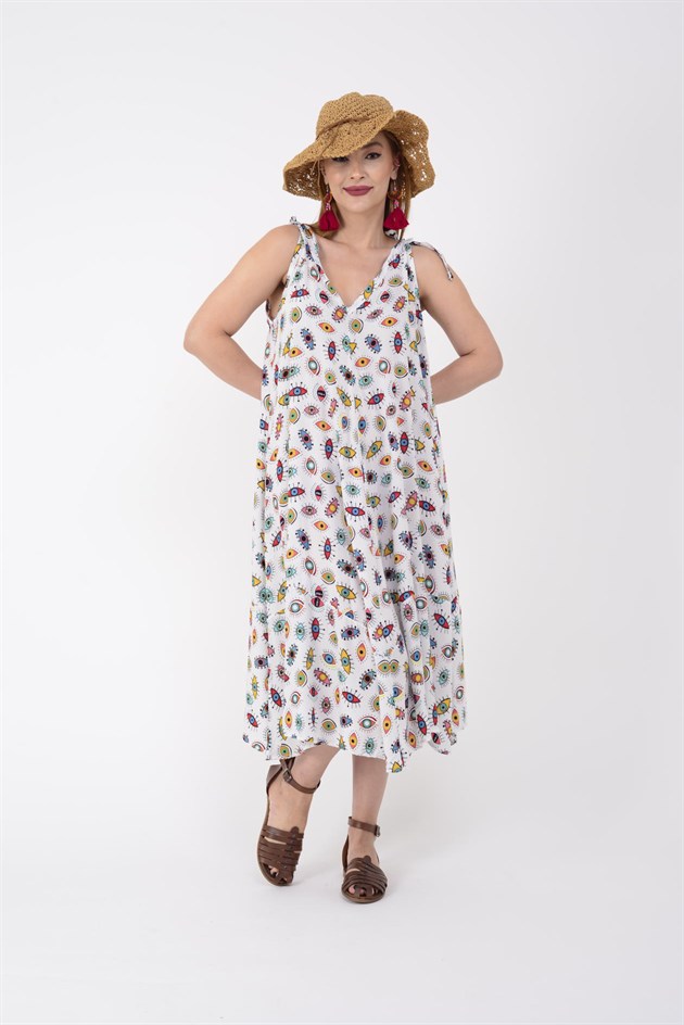 AN2077 EYES KALIN ASKILI OMUZDAN BAĞLAMALI ELBİSE