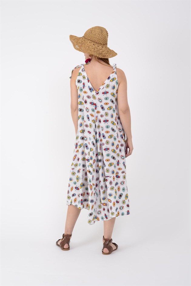 AN2077 EYES KALIN ASKILI OMUZDAN BAĞLAMALI ELBİSE