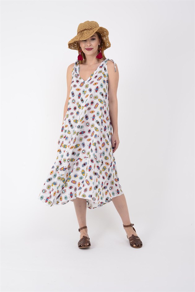 AN2077 EYES KALIN ASKILI OMUZDAN BAĞLAMALI ELBİSE