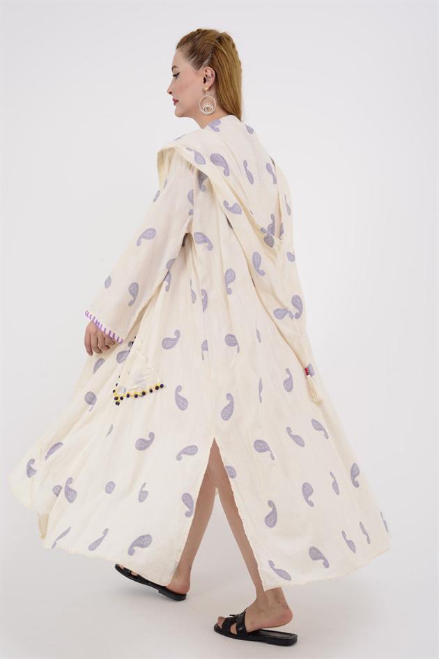 AN2104-2 FLORA CADI KAPÜŞONLU HAM ASİMETRİK KİMONO